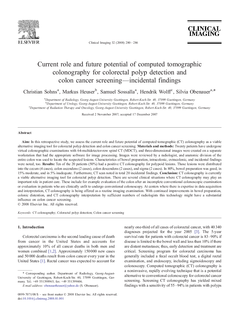 Current role and future potential of computed tomographic colonography for colorectal polyp detection and colon cancer screening—incidental findings