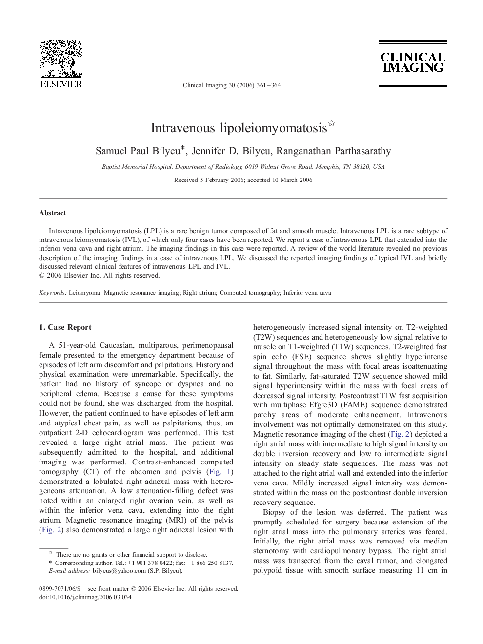 Intravenous lipoleiomyomatosis 