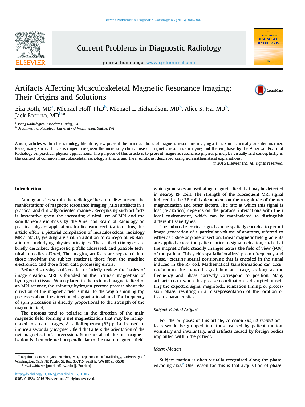 Artifacts Affecting Musculoskeletal Magnetic Resonance Imaging: Their Origins and Solutions