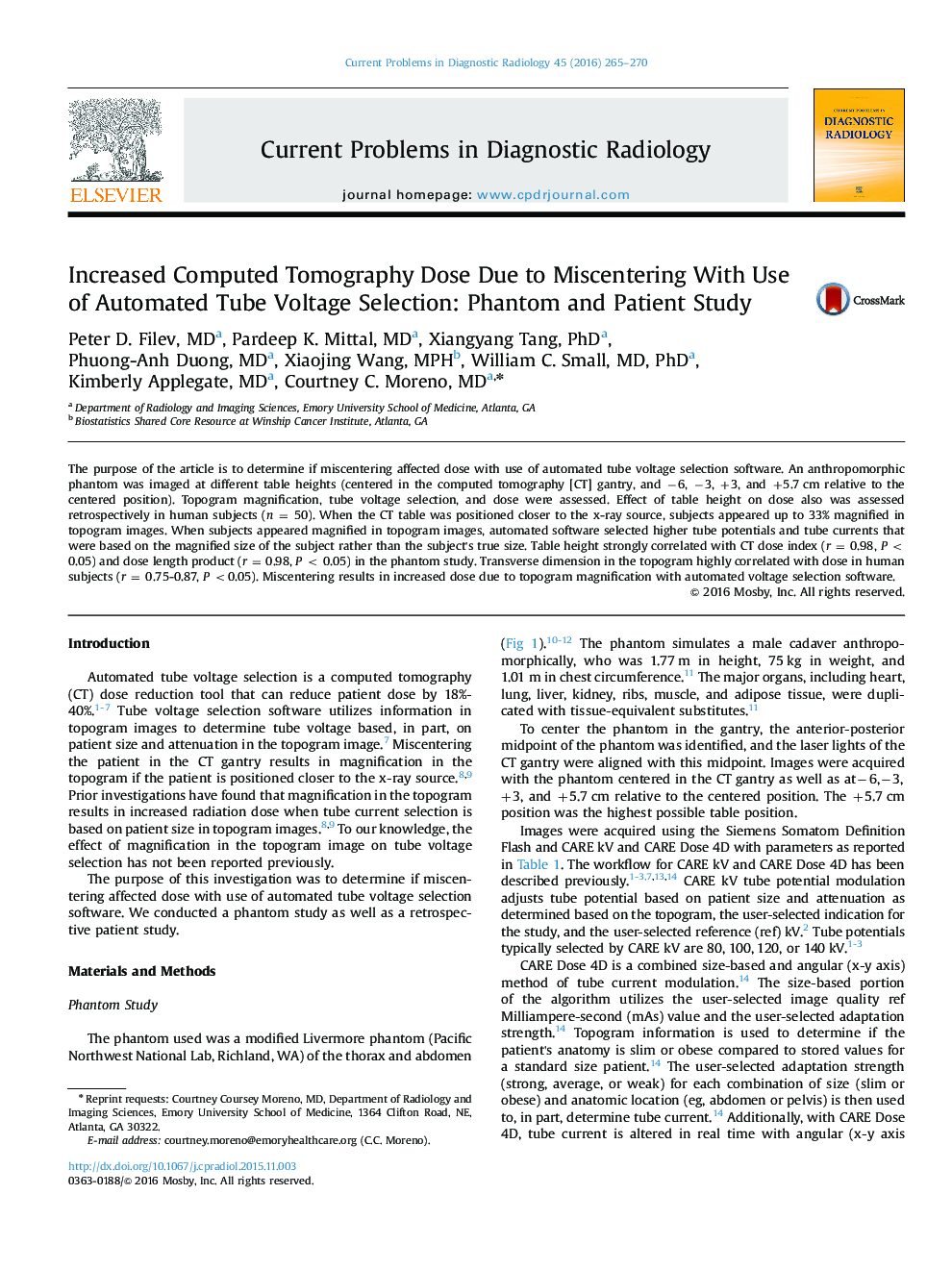 Increased Computed Tomography Dose Due to Miscentering With Use of Automated Tube Voltage Selection: Phantom and Patient Study