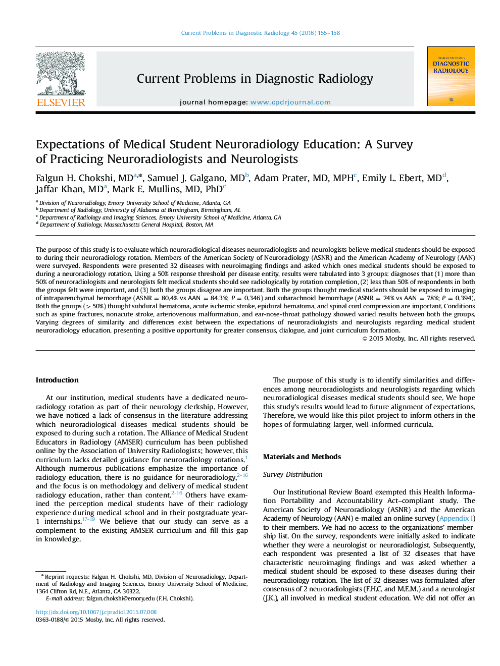 Expectations of Medical Student Neuroradiology Education: A Survey of Practicing Neuroradiologists and Neurologists