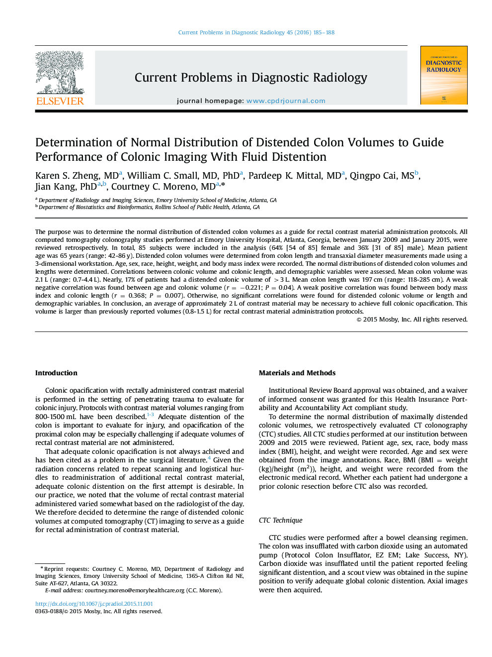 Determination of Normal Distribution of Distended Colon Volumes to Guide Performance of Colonic Imaging With Fluid Distention