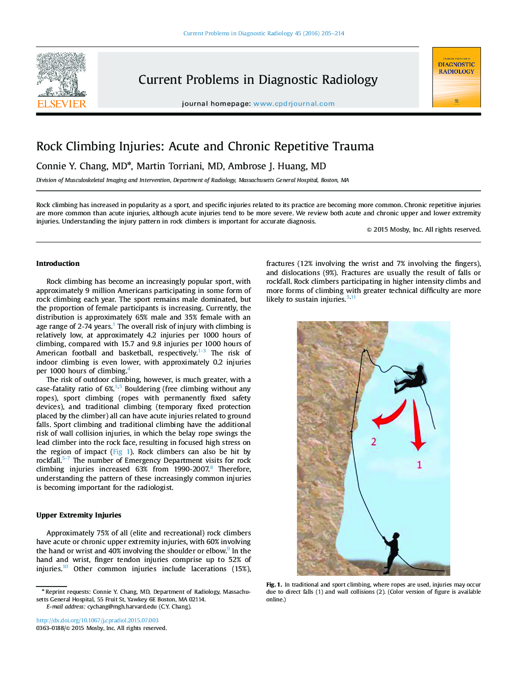 Rock Climbing Injuries: Acute and Chronic Repetitive Trauma