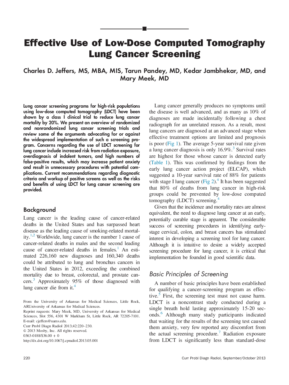Effective Use of Low-Dose Computed Tomography Lung Cancer Screening