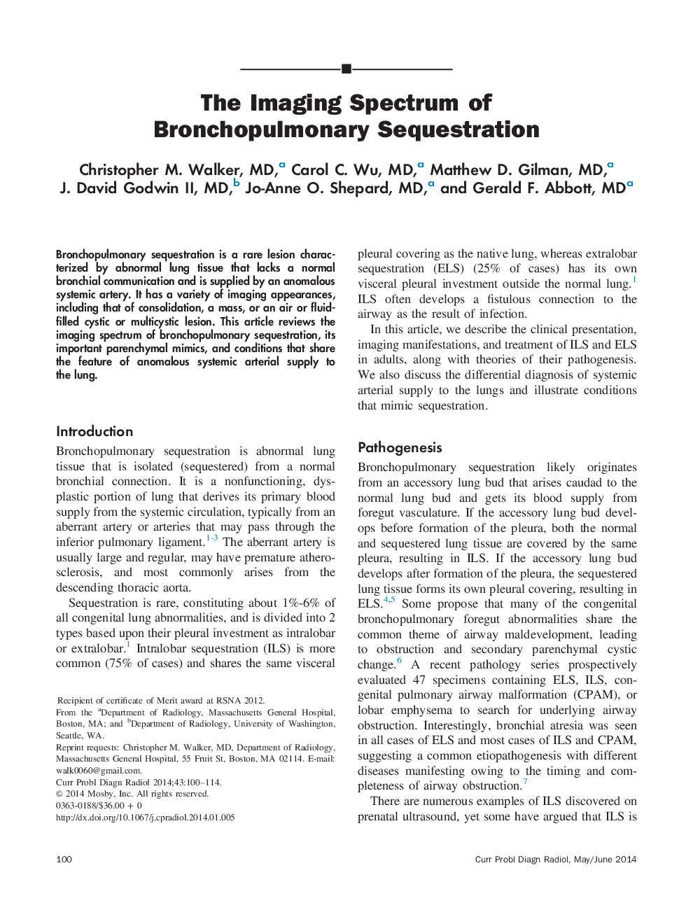 The Imaging Spectrum of Bronchopulmonary Sequestration 