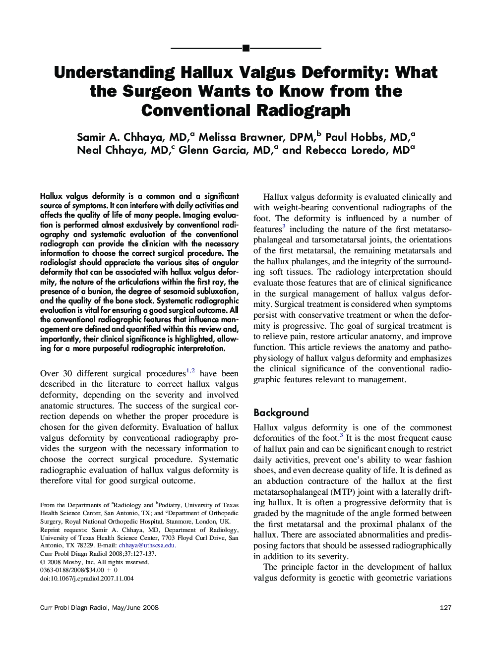 Understanding Hallux Valgus Deformity: What the Surgeon Wants to Know from the Conventional Radiograph