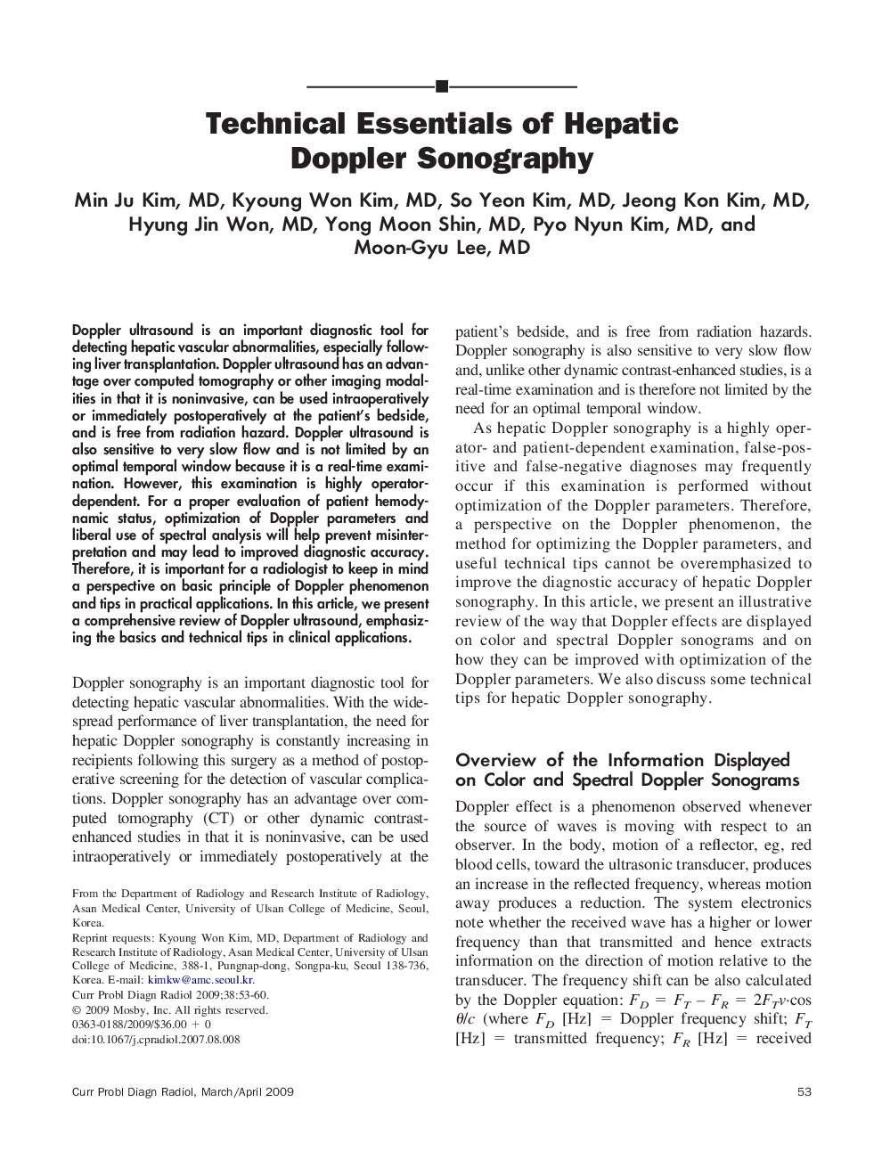 Technical Essentials of Hepatic Doppler Sonography