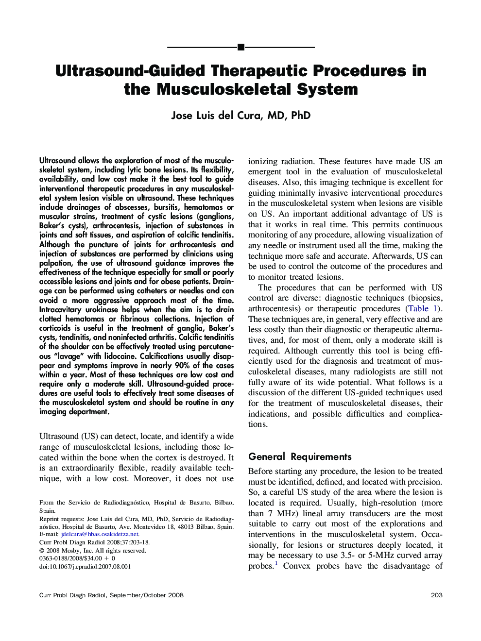 Ultrasound-Guided Therapeutic Procedures in the Musculoskeletal System