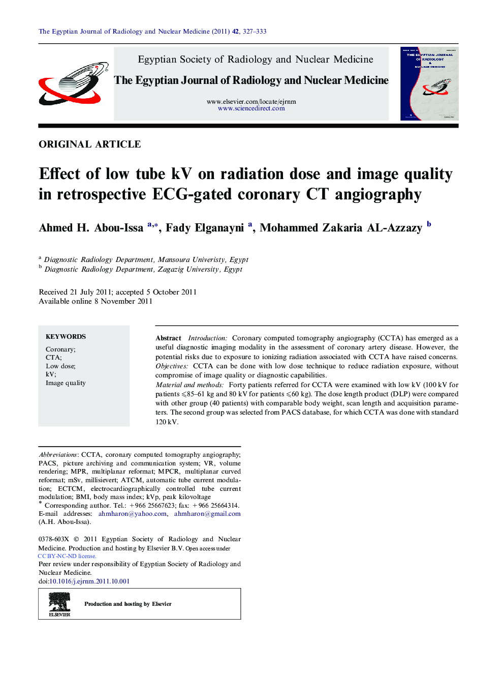 Effect of low tube kV on radiation dose and image quality in retrospective ECG-gated coronary CT angiography 