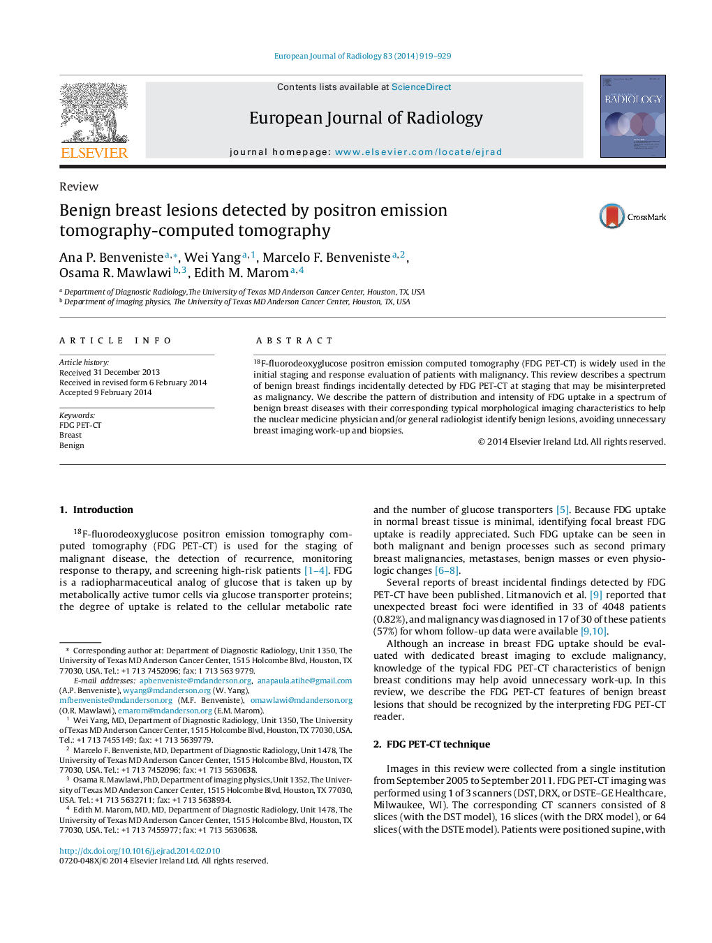 Benign breast lesions detected by positron emission tomography-computed tomography