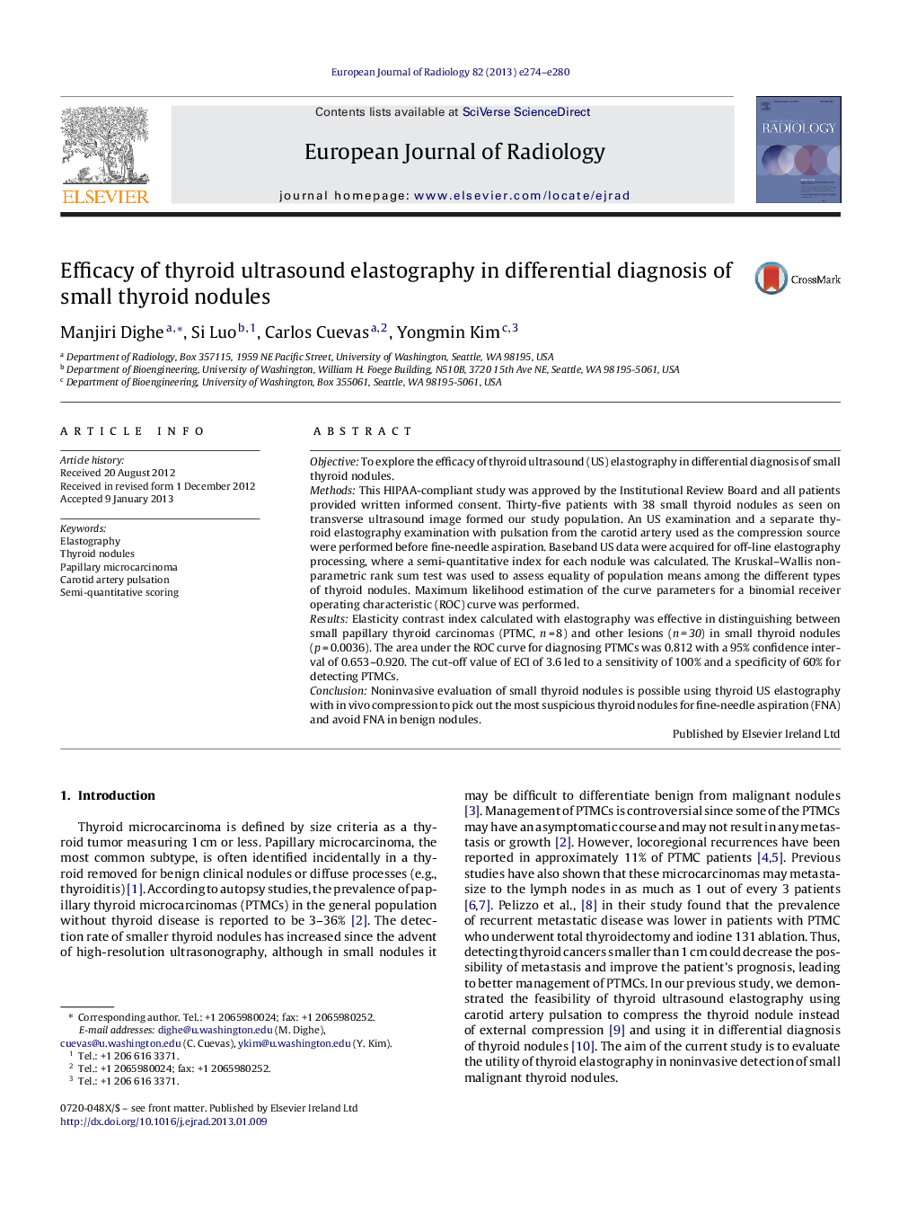 Efficacy of thyroid ultrasound elastography in differential diagnosis of small thyroid nodules