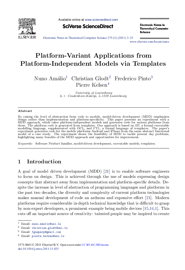 Platform-Variant Applications from Platform-Independent Models via Templates