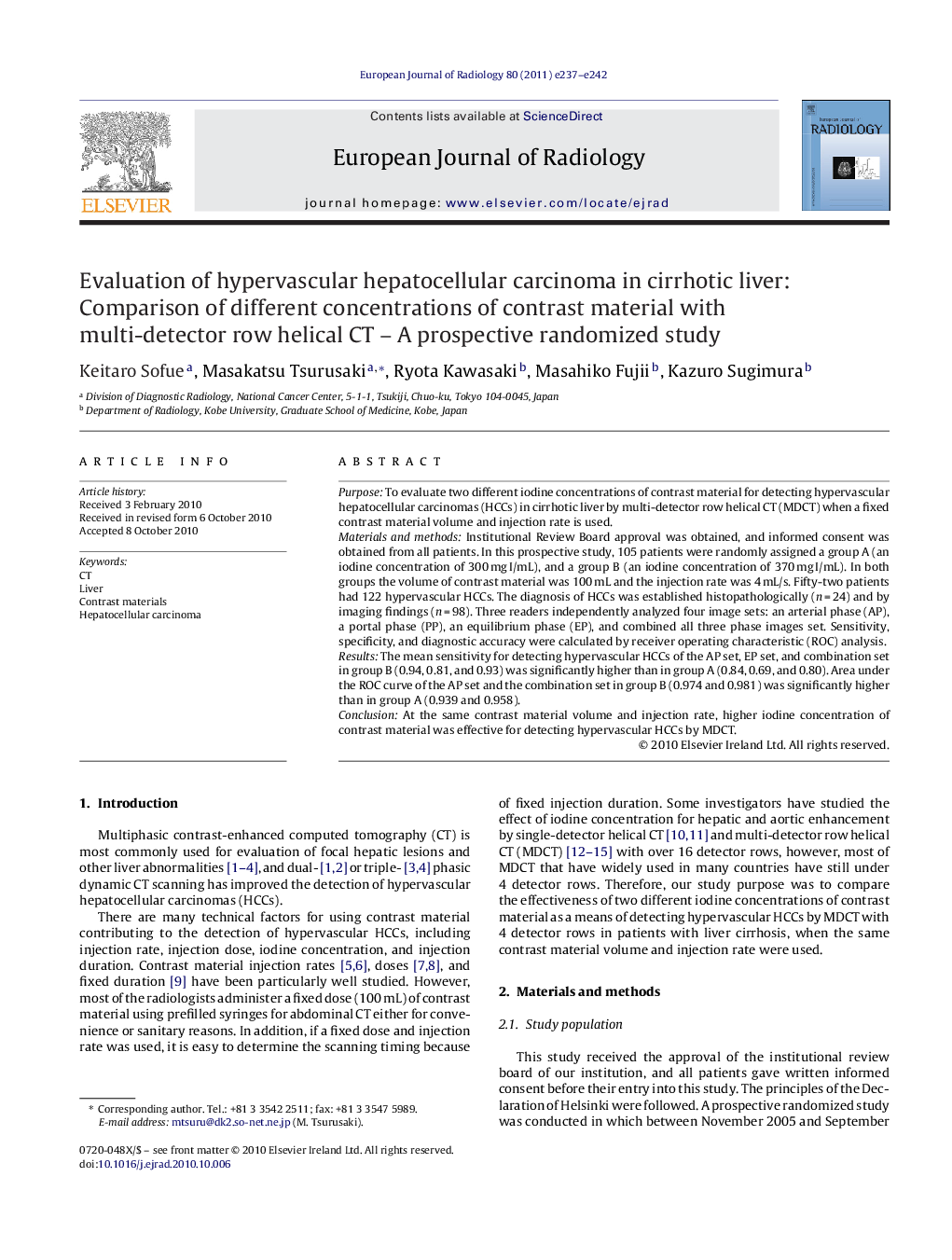 Evaluation of hypervascular hepatocellular carcinoma in cirrhotic liver: Comparison of different concentrations of contrast material with multi-detector row helical CT – A prospective randomized study