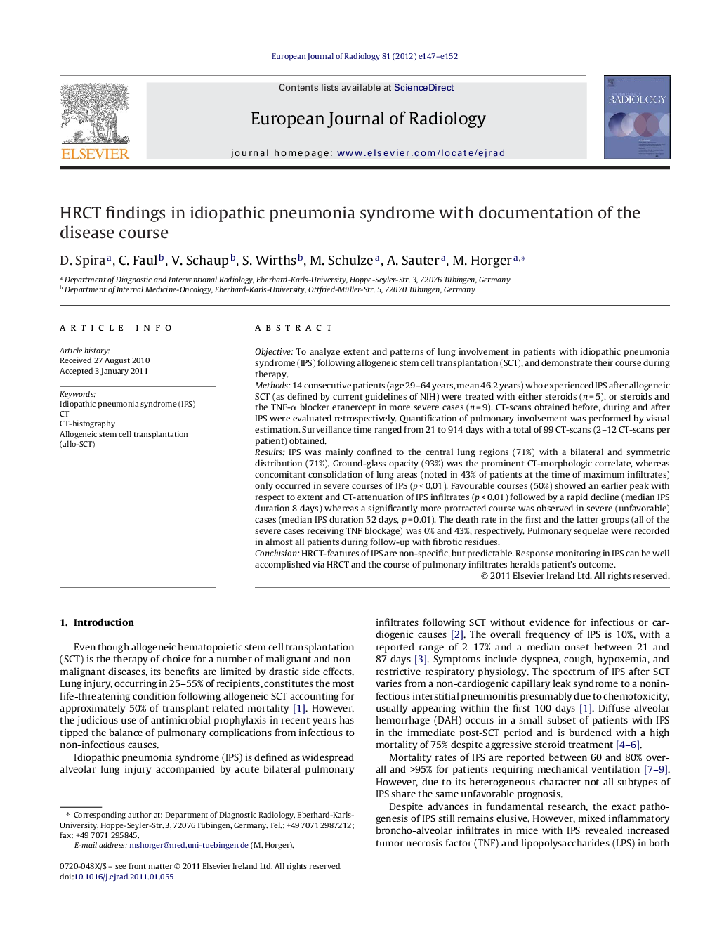 HRCT findings in idiopathic pneumonia syndrome with documentation of the disease course