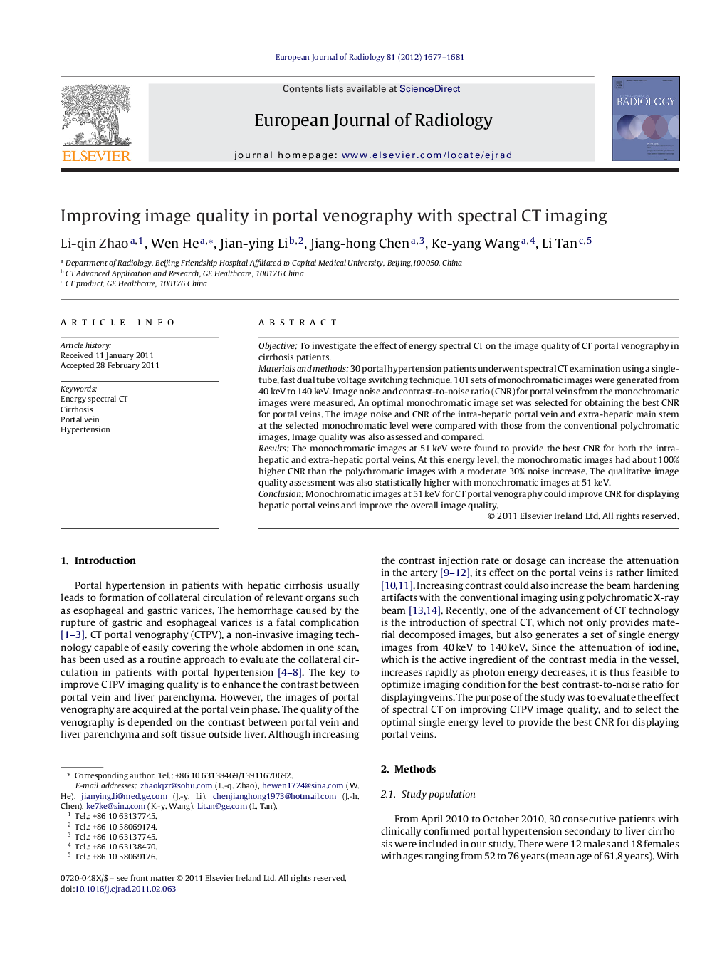 Improving image quality in portal venography with spectral CT imaging