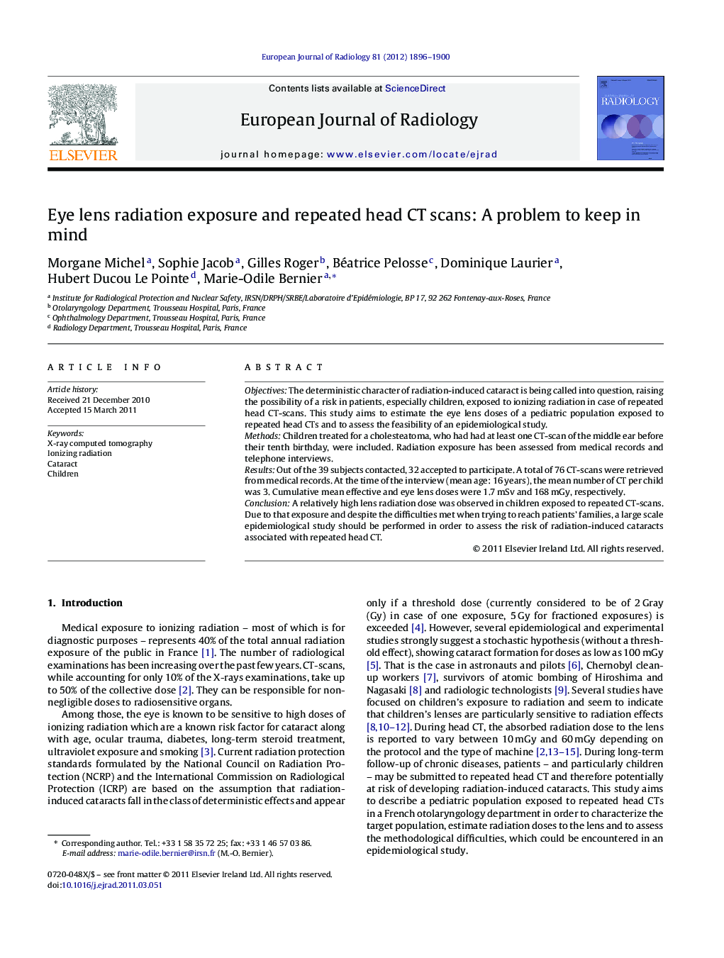 Eye lens radiation exposure and repeated head CT scans: A problem to keep in mind