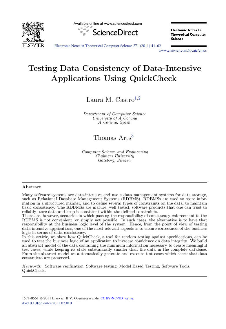 Testing Data Consistency of Data-Intensive Applications Using QuickCheck