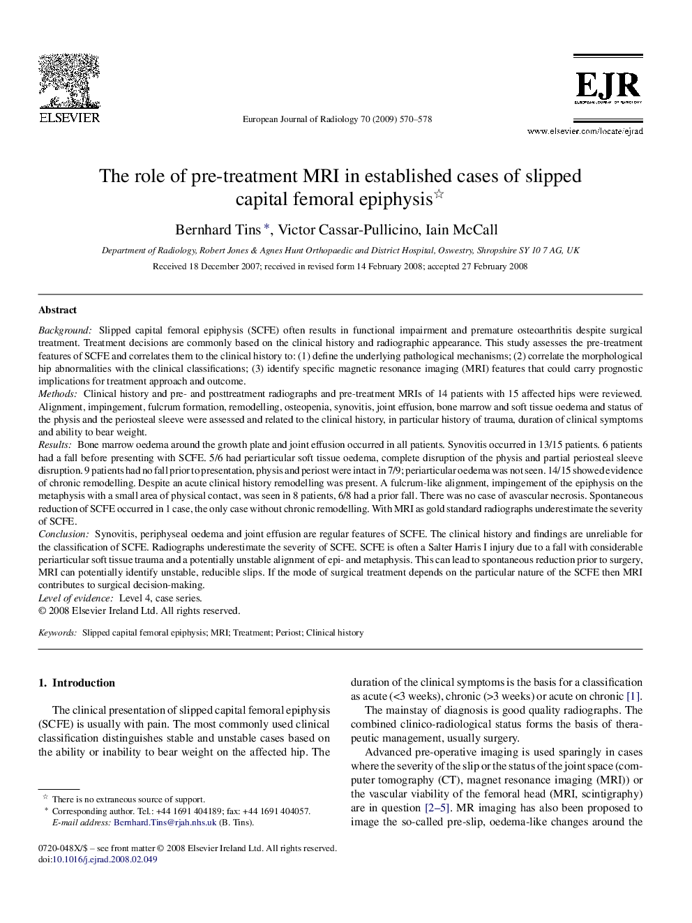 The role of pre-treatment MRI in established cases of slipped capital femoral epiphysis 