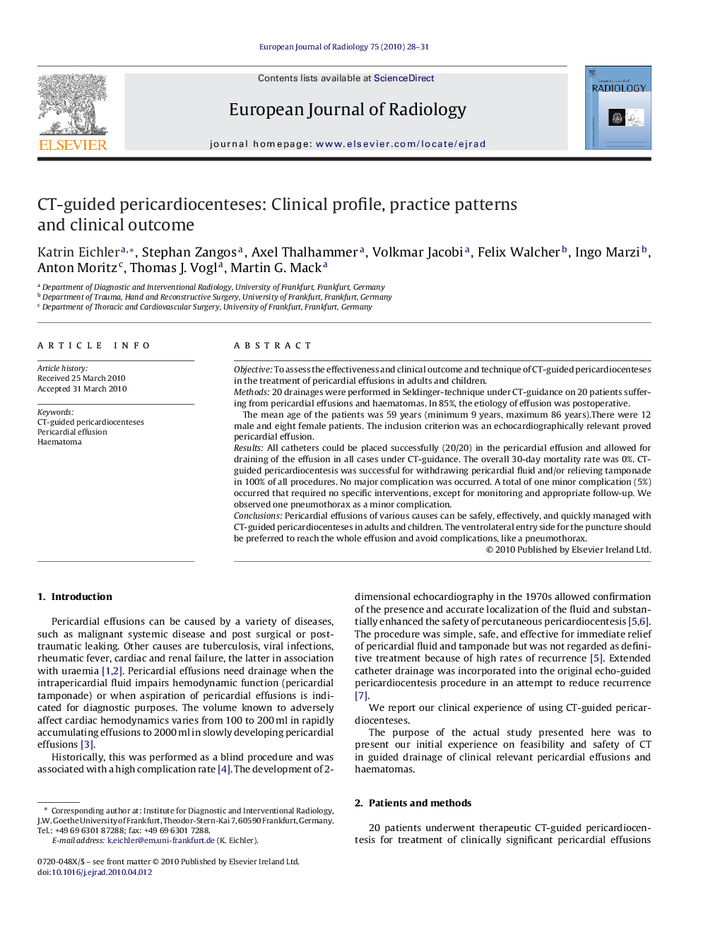 CT-guided pericardiocenteses: Clinical profile, practice patterns and clinical outcome