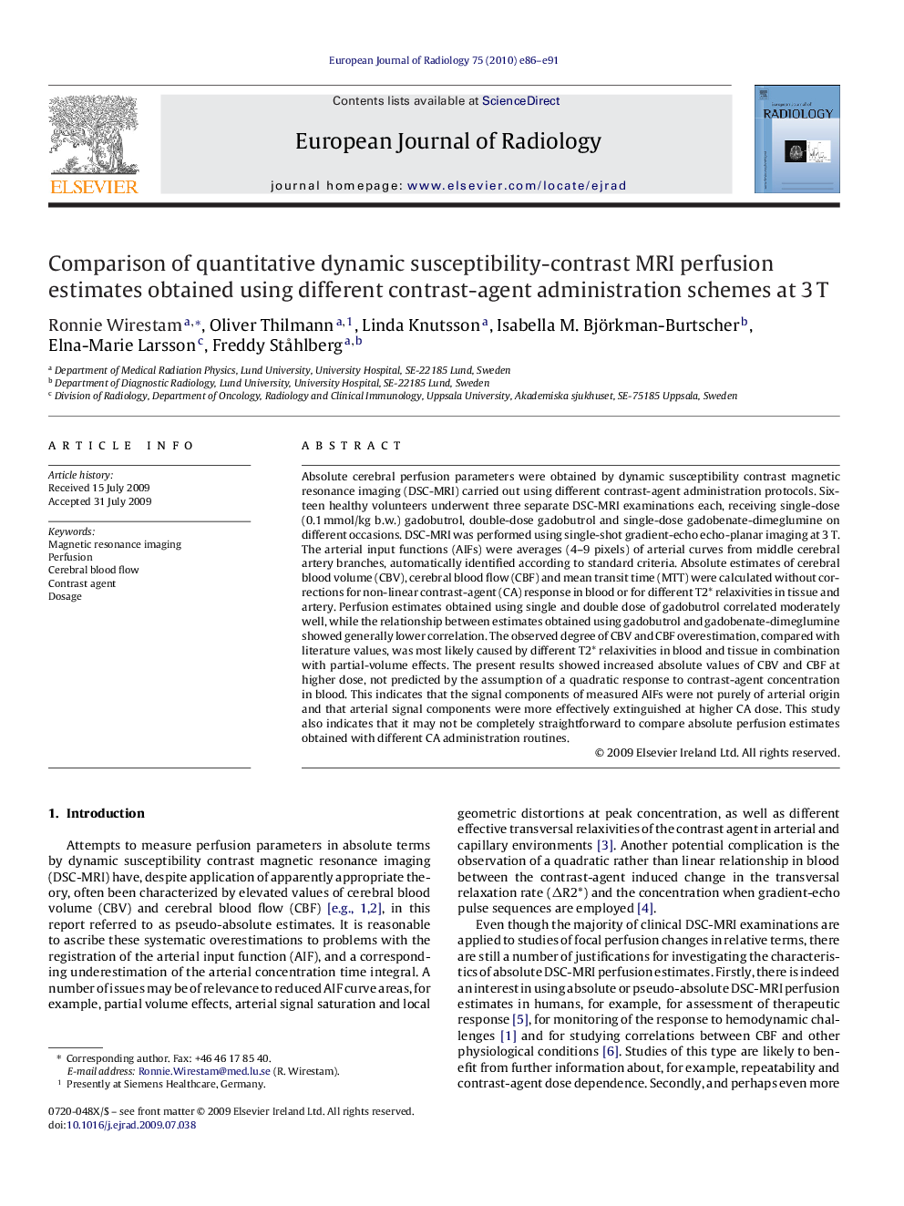 Comparison of quantitative dynamic susceptibility-contrast MRI perfusion estimates obtained using different contrast-agent administration schemes at 3 T