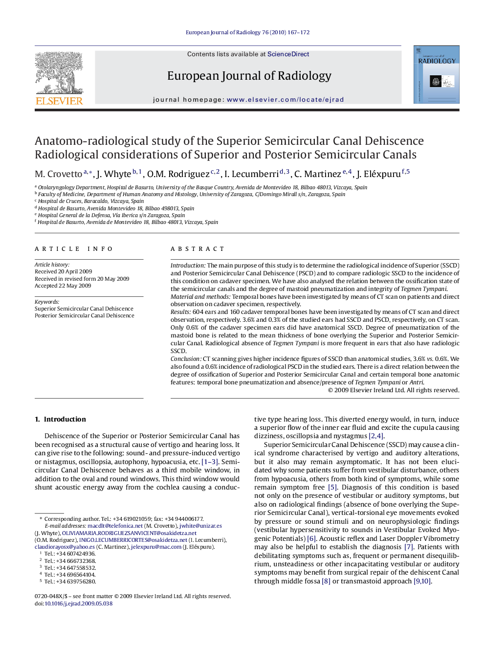 Anatomo-radiological study of the Superior Semicircular Canal Dehiscence: Radiological considerations of Superior and Posterior Semicircular Canals