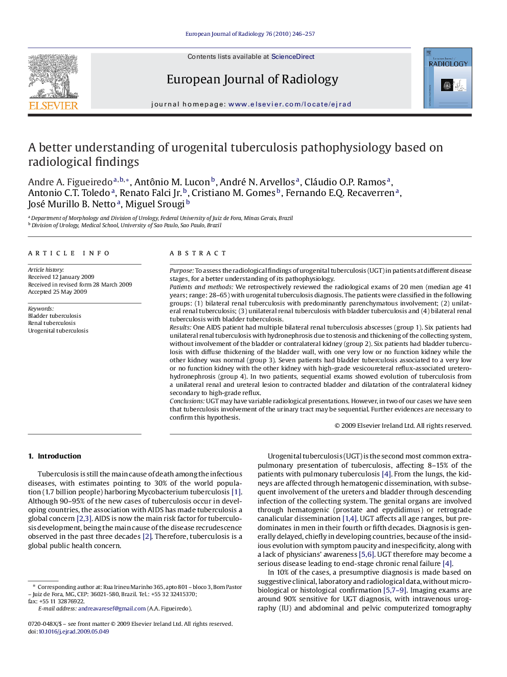 A better understanding of urogenital tuberculosis pathophysiology based on radiological findings