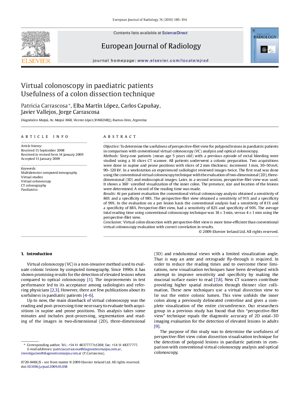 Virtual colonoscopy in paediatric patients