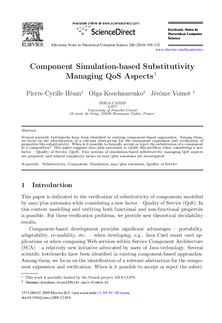 Component Simulation-based Substitutivity Managing QoS Aspects 