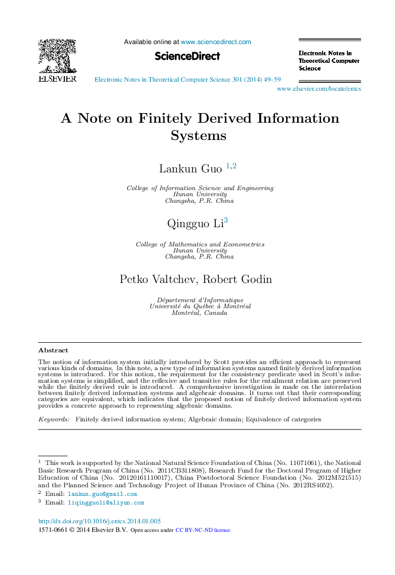 A Note on Finitely Derived Information Systems