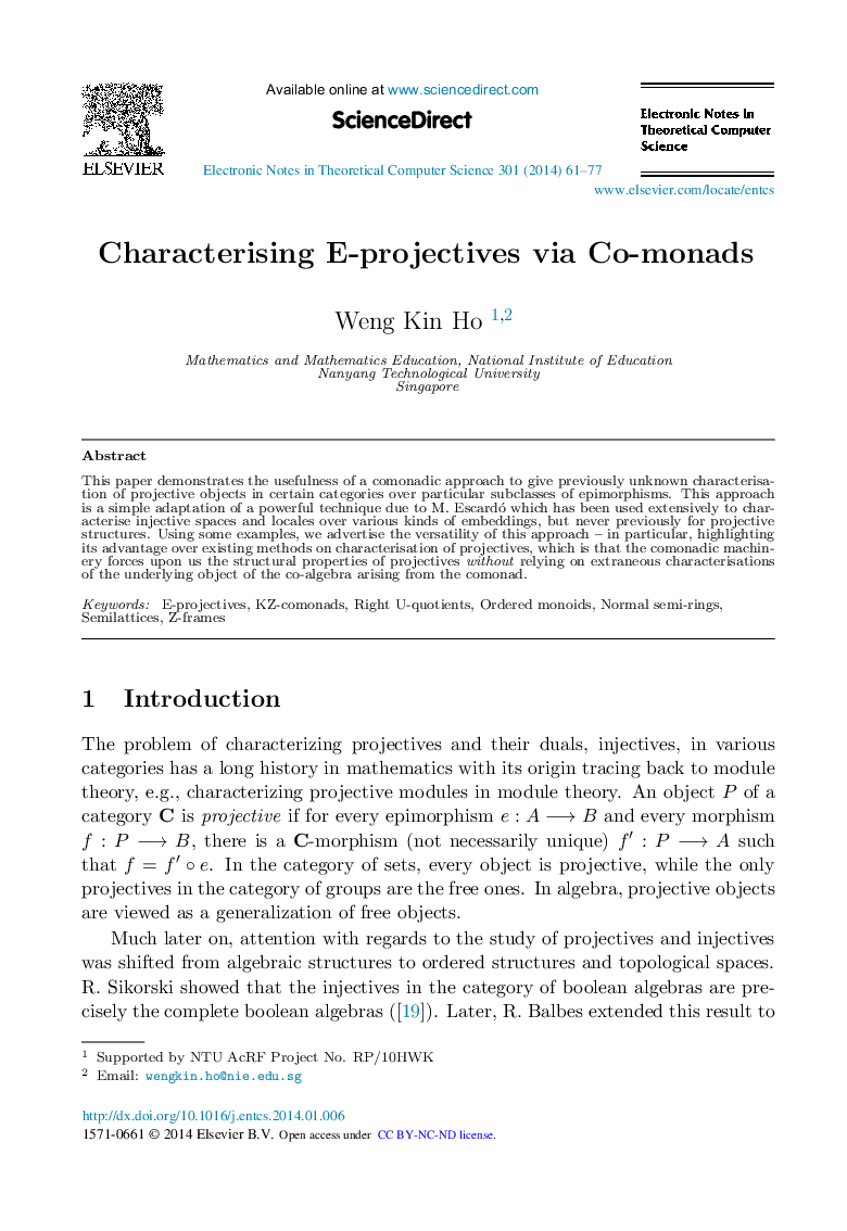 Characterising E-projectives via Co-monads