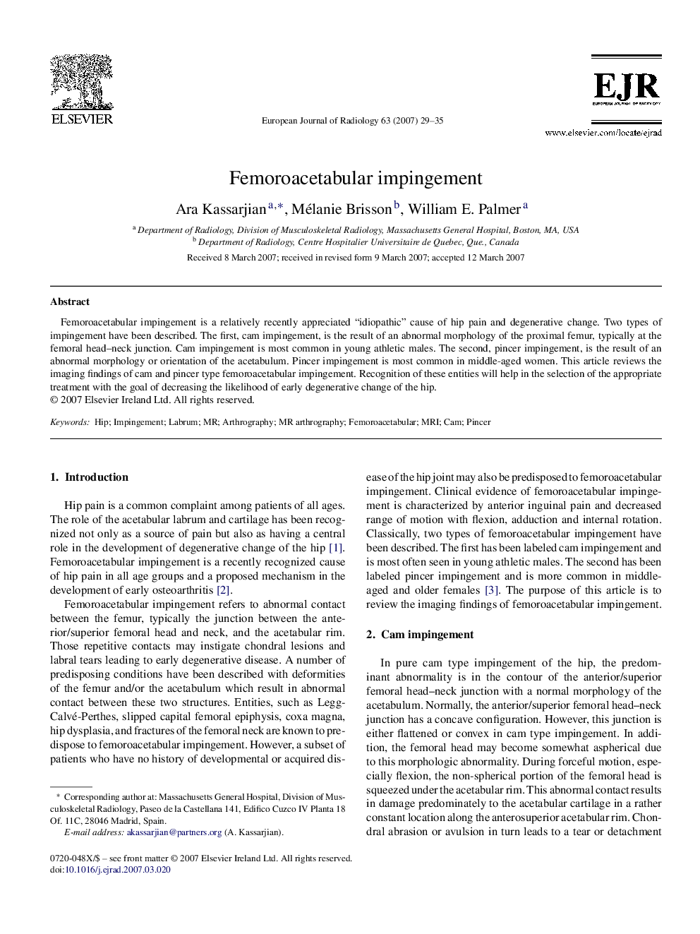 Femoroacetabular impingement