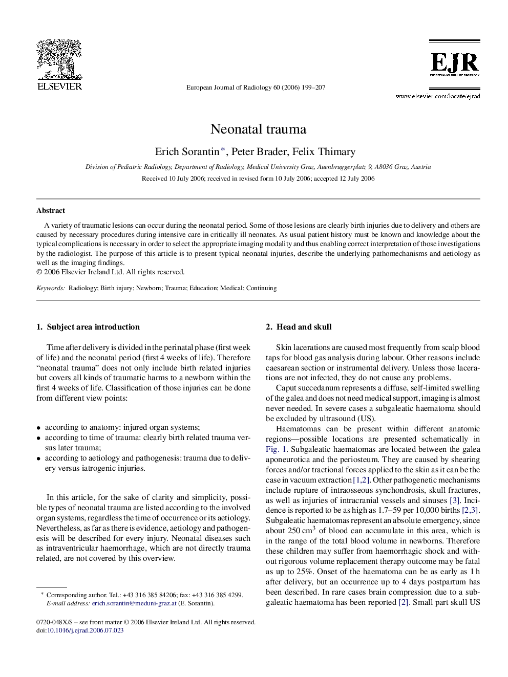 Neonatal trauma