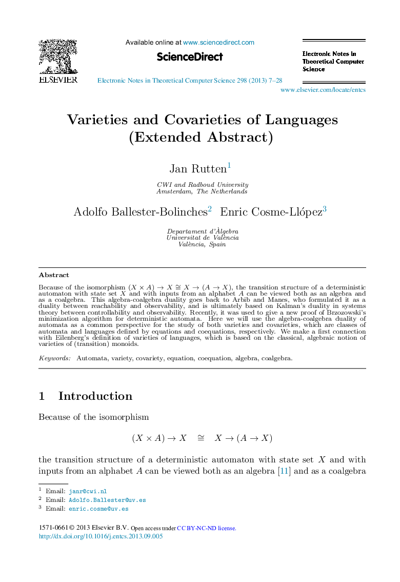 Varieties and Covarieties of Languages (Extended Abstract)