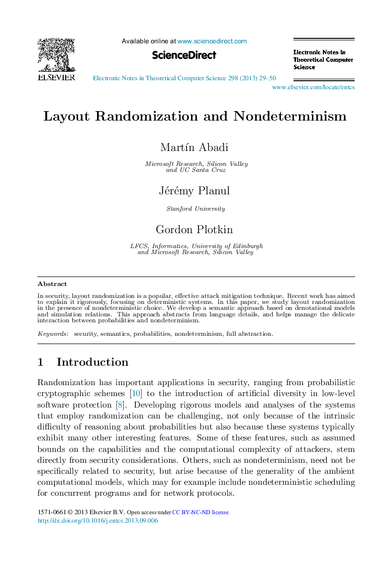 Layout Randomization and Nondeterminism