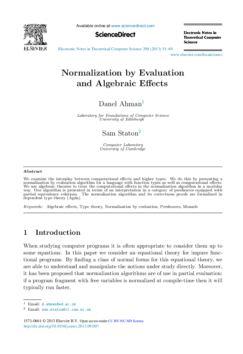 Normalization by Evaluation and Algebraic Effects