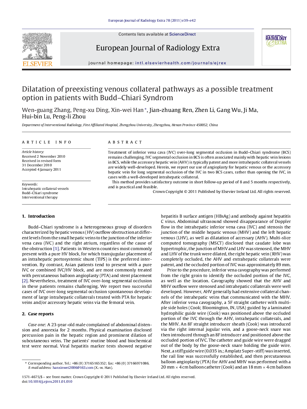 Dilatation of preexisting venous collateral pathways as a possible treatment option in patients with Budd–Chiari Syndrom