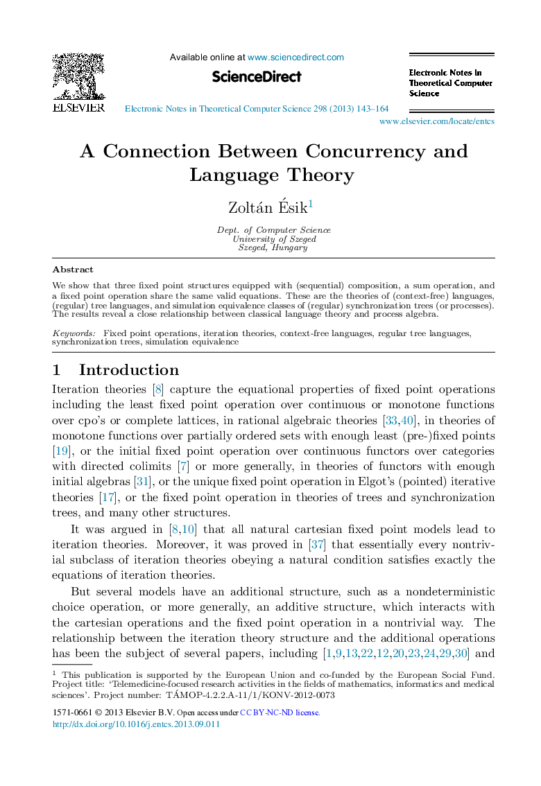 A Connection Between Concurrency and Language Theory