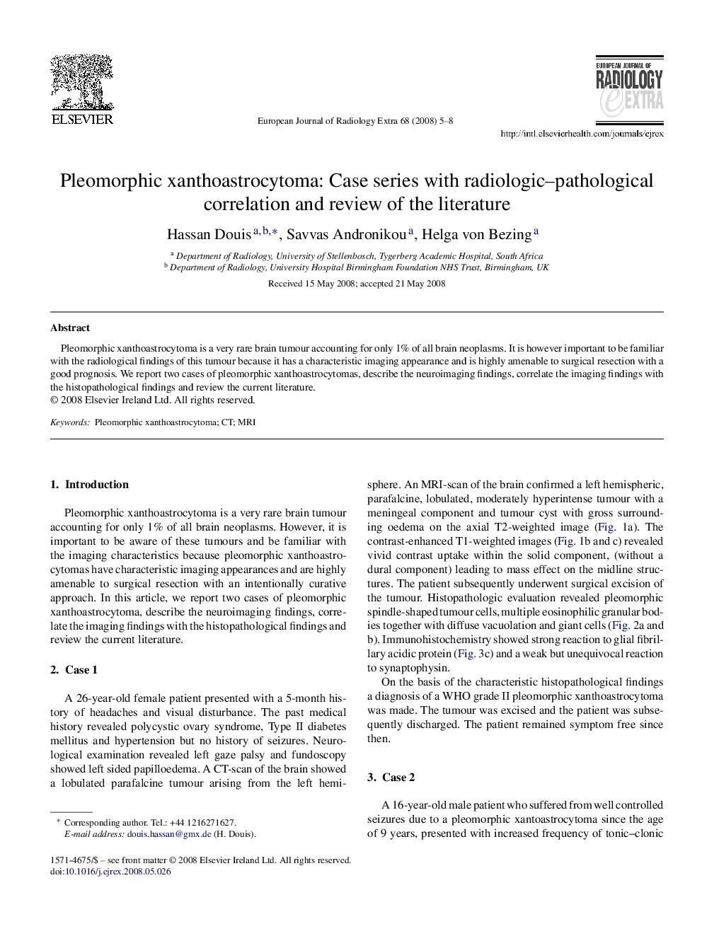 Pleomorphic xanthoastrocytoma: Case series with radiologic–pathological correlation and review of the literature