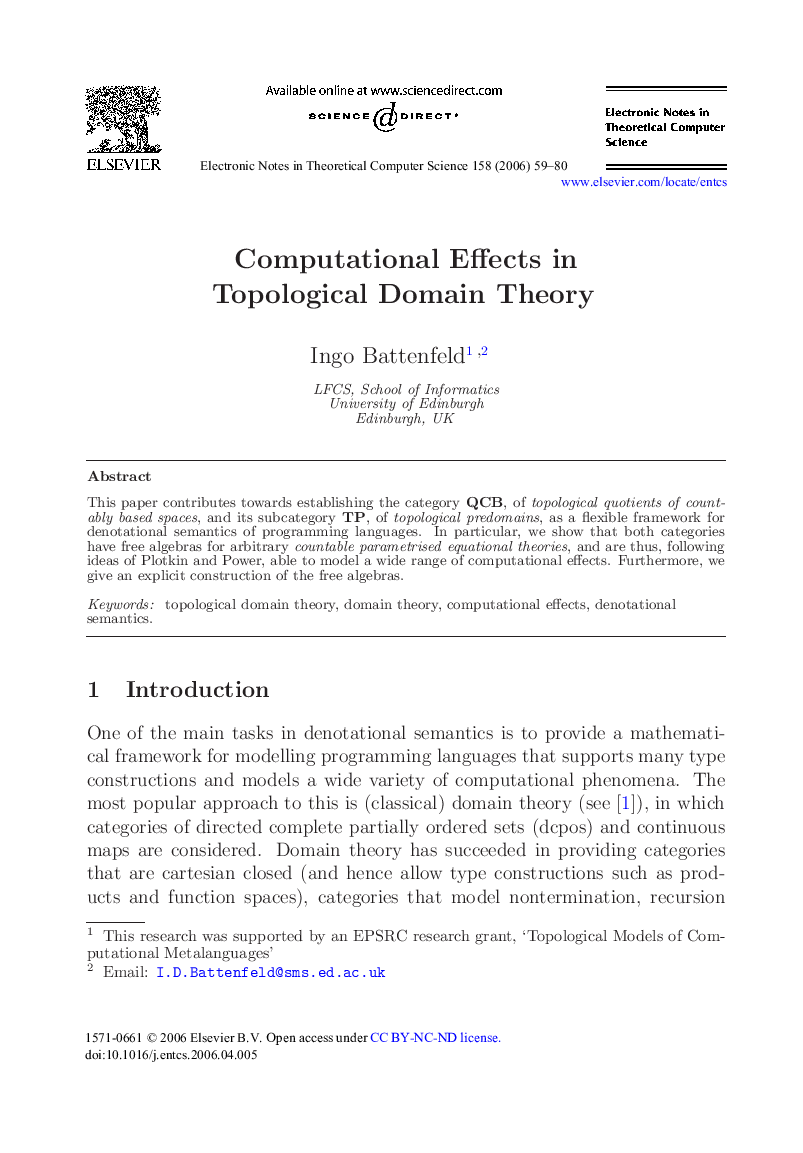 Computational Effects in Topological Domain Theory