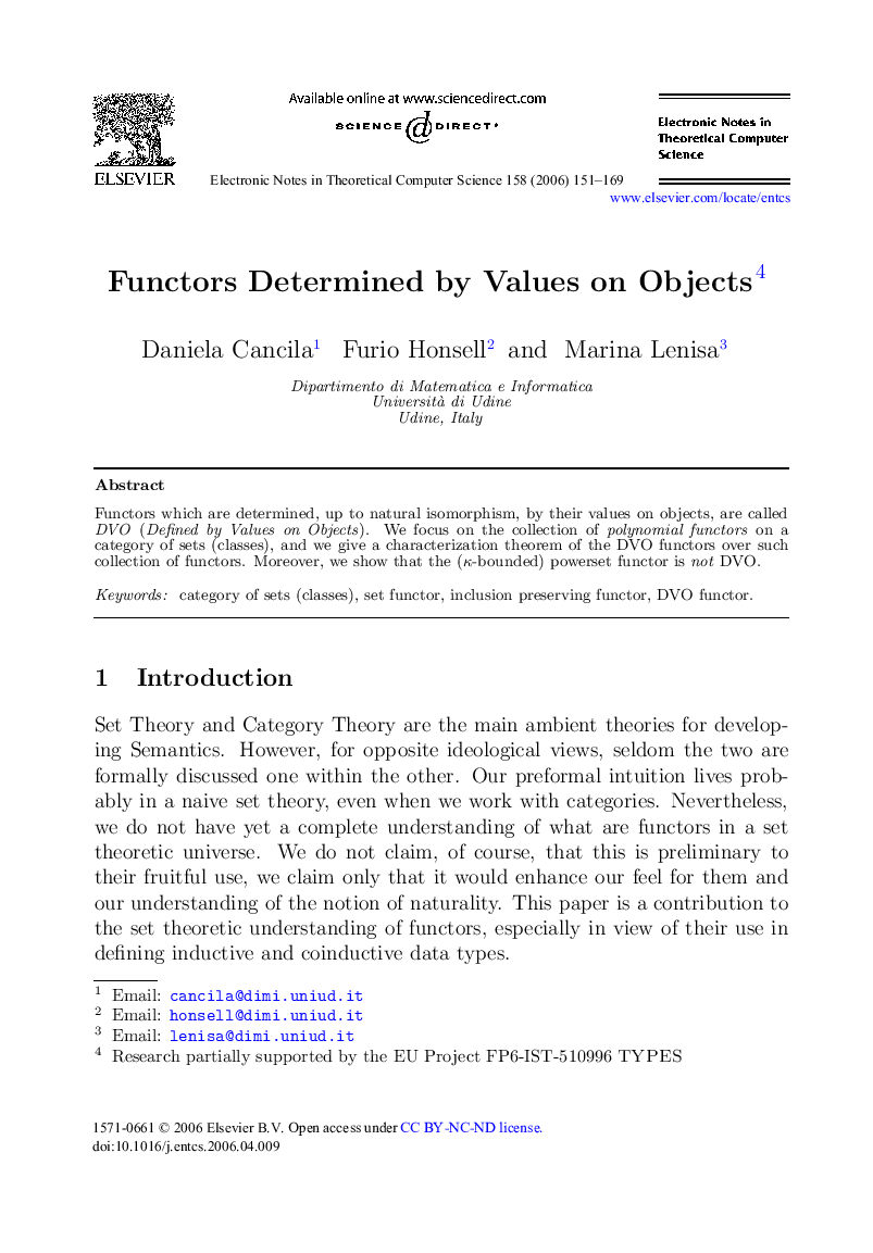 Functors Determined by Values on Objects 4