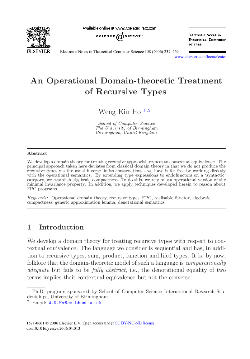 An Operational Domain-theoretic Treatment of Recursive Types