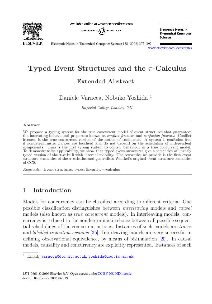 Typed Event Structures and the π-Calculus: Extended Abstract