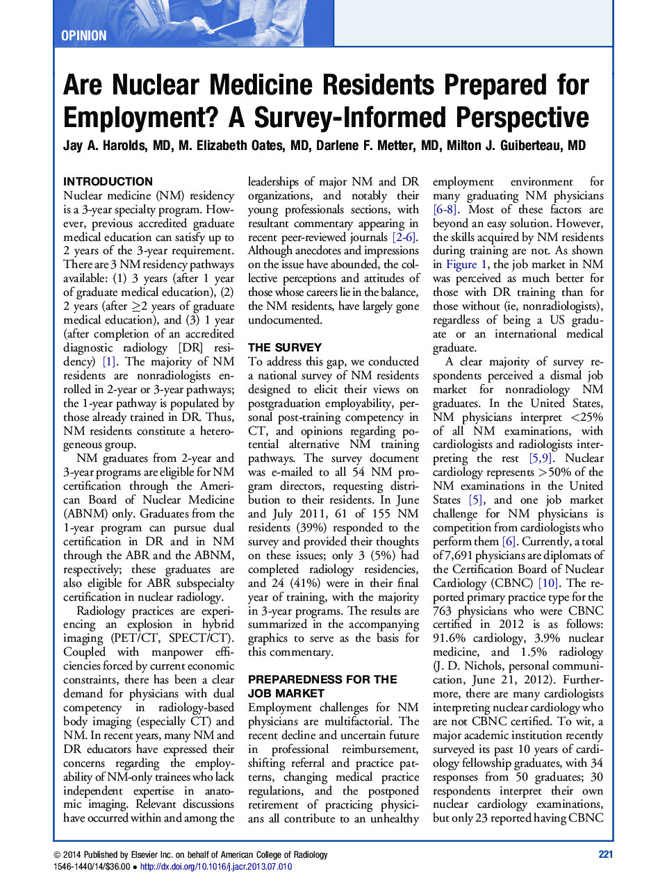 Are Nuclear Medicine Residents Prepared for Employment? A Survey-Informed Perspective