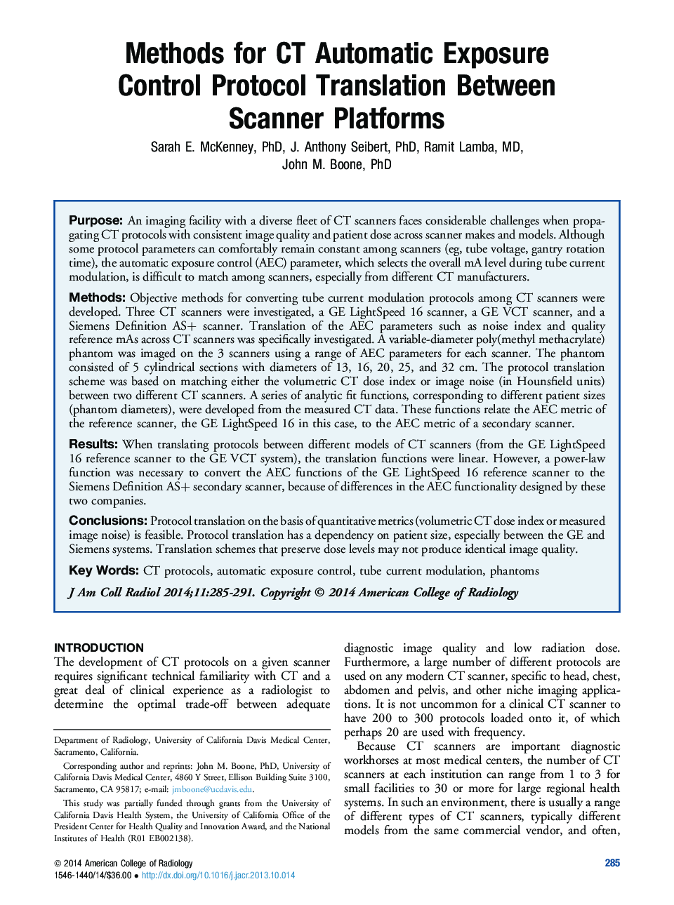 Methods for CT Automatic Exposure Control Protocol Translation Between Scanner Platforms