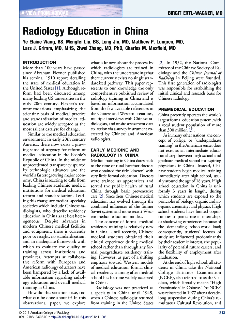 Radiology Education in China