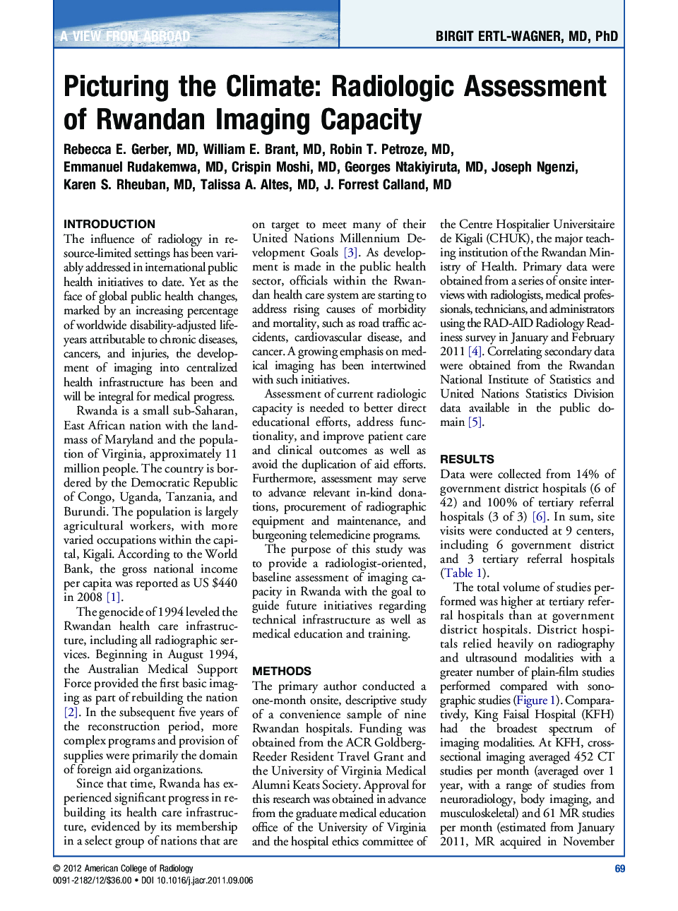 Picturing the Climate: Radiologic Assessment of Rwandan Imaging Capacity