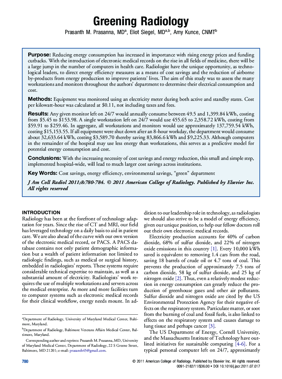 Greening Radiology