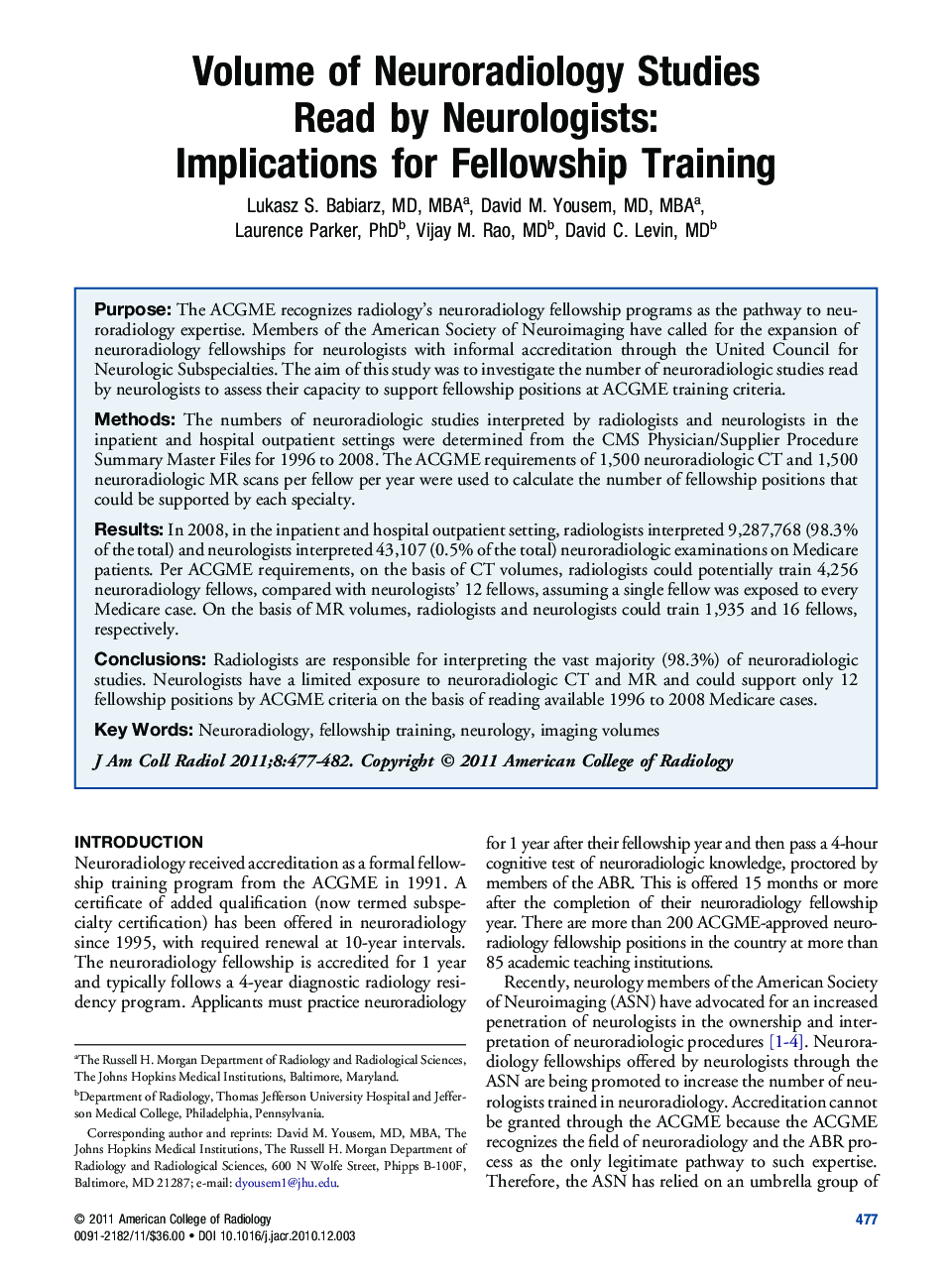 Volume of Neuroradiology Studies Read by Neurologists: Implications for Fellowship Training