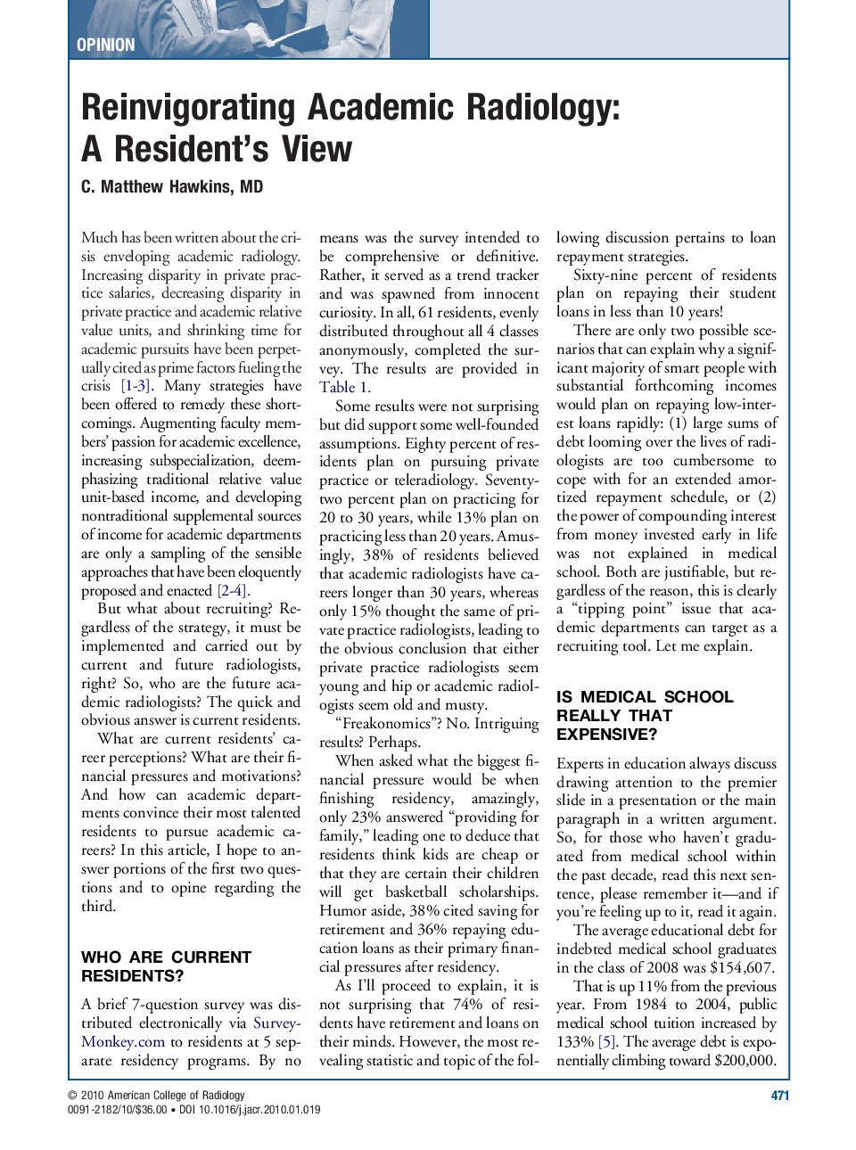 عکس صفحه اول مقاله: Reinvigorating Academic Radiology: A Resident's View Reinvigorating Academic Radiology: A Resident's View