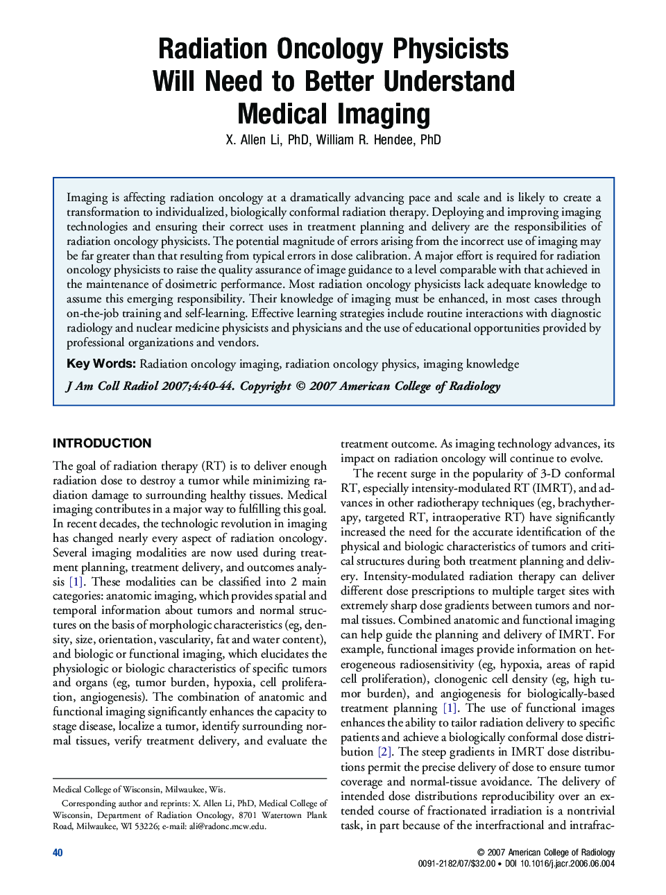 Radiation Oncology Physicists Will Need to Better Understand Medical Imaging